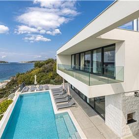 3 x 5 bedroom seafront villa with heated infinity pool near Rogoznica, sleeps 10